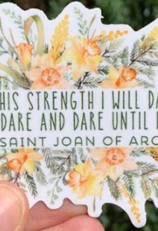 706249092119 In His Strength Saint Joan Of Arc Vinyl Waterproof Sticker