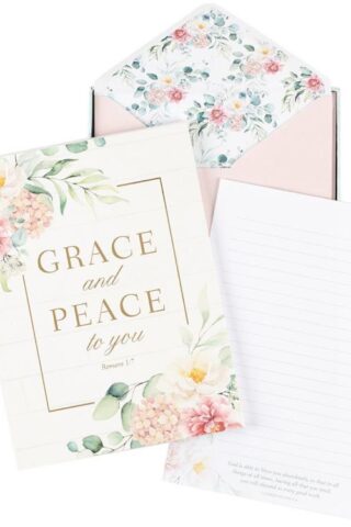 1220000139992 Grace And Peace White Floral Writing Paper And Envelope Set