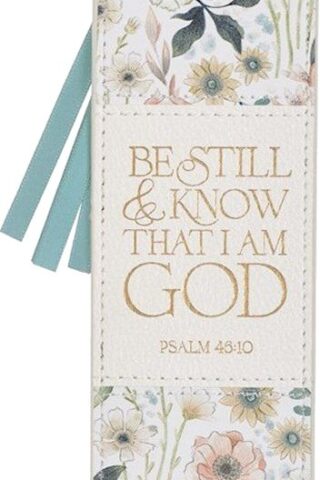 1220000326026 Be Still Teal Meadow Faux Leather Bookmark Psalm 46:10