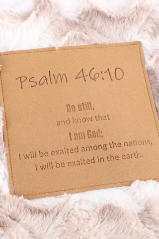 788200538010 Fluffy Throw With Patch Be Still And Know Psalm 46:10