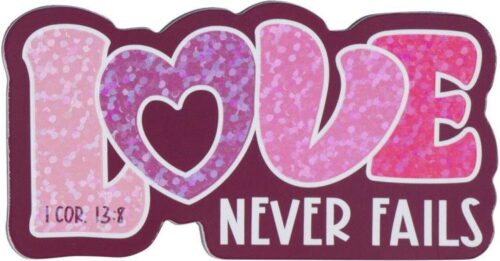 6006937161306 Cute Decorative Inspirational Women & Girls Fridge Magnet: Love Never Fails