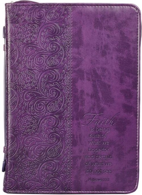 1220000130401 Purple Faux Leather Bible Cover for Women  Faith Purple Paisley- Hebrews 11:1  Z