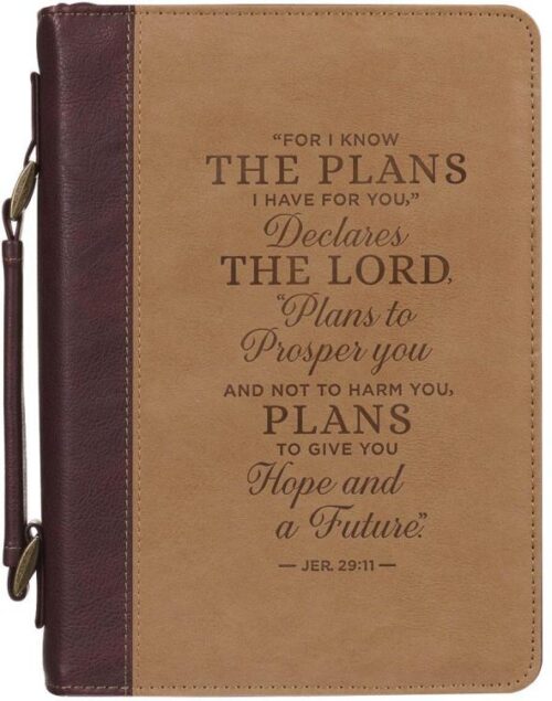 1220000325357 Classic Vegan Leather Bible Cover for Men & Women: Hope & Future Encouraging Scr
