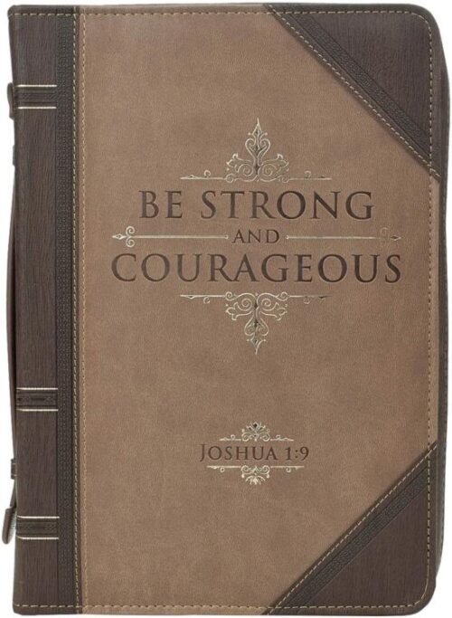 6006937131477 Antique Book Be Strong & Courageous" Bible / Book Cover - Joshua 1:9 (Medium) C"