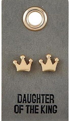 886083888373 Daughter Of The King Crown Studs On Reusable Leather Luggage Tag (Earring)