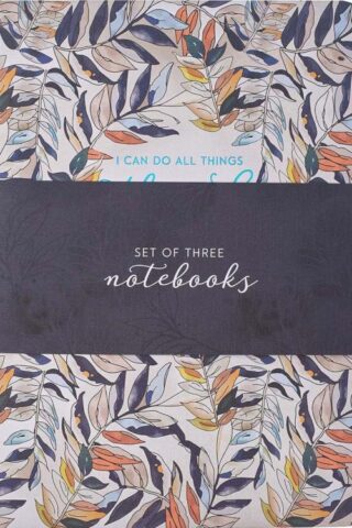 1220000135291 Through Christ Navy Floral Large Notebook Set Philippians 4:13
