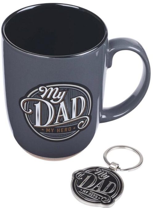 1220000136052 My Dad My Hero Ceramic Mug And Keyring Gift Set