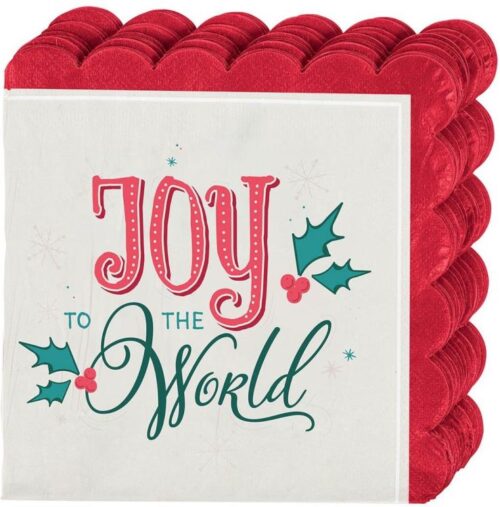 1220000329003 Decorative 12 Piece Square Christmas Paper Napkin Set for Home & Kitchen: Joy to