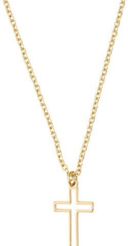 195002554375 Cutout Cross Pendant 15 Inch Gold Plated