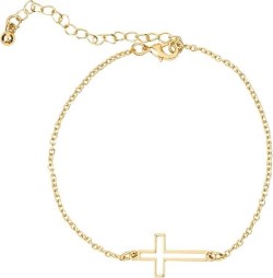 195002554382 Cutout Cross 7 Inch Adjustable Gold Plated (Bracelet/Wristband)
