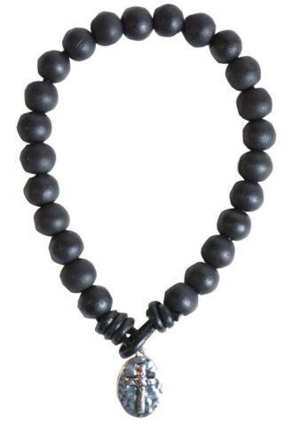 612978404829 Black Beads With Cross (Bracelet/Wristband)