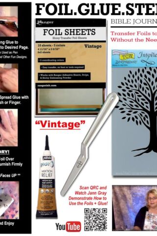 634989467044 Vintage Foil Glue Stencil Bible Journaling Kit