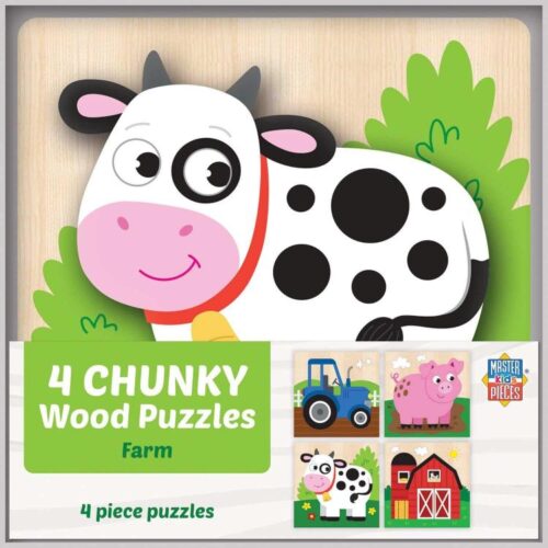 705988125256 4 Farm Chunky Wood Puzzles