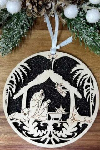 741365666042 Nativity In Stable Round (Ornament)