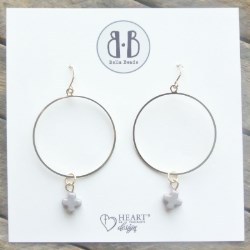 817979020157 Light Grey Stone Cross (Earring)