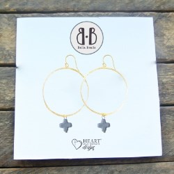 817979020164 Dark Brown Stone Cross (Earring)