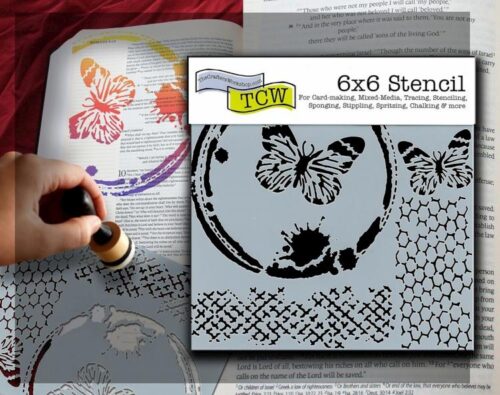 842254025541 Butterfly Collage Bible Journaling Stencil