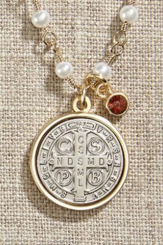 886083379680 Vintage Blessings Necklace Saint Benedict