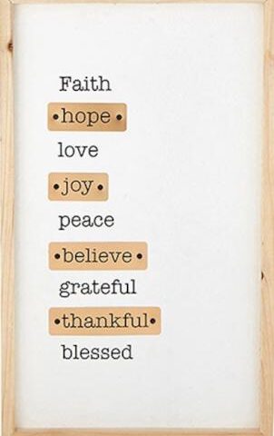 886083775017 Faith Hope Love Wall Art (Plaque)