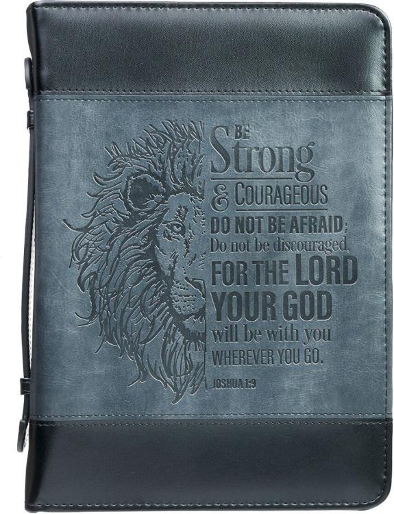 1220000130142 Men/Women's Classic Bible Cover Be Strong and Courageous Lion Joshua 1:9