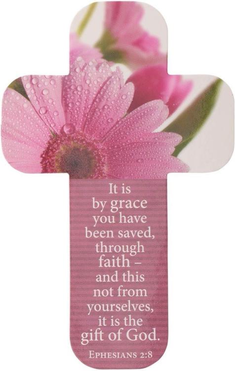 6006937095762 Grace Pink Daisy Paper Cross Bookmark Set - Ephesians 2:8