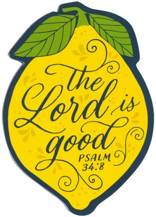 6006937161405 Cute Inspirational Women & Girls Bible Verse Lemon Fridge Magnet: Lord is Good