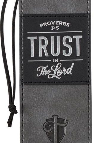 1220000139954 Black Charcoal Gray Faux Leather Bookmark for Men: Trust in the Lord - Proverbs