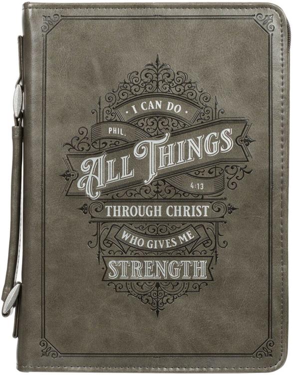 1220000320055 Protective Gray Faux Leather Classic Bible Cover Carry Case: All Things Through
