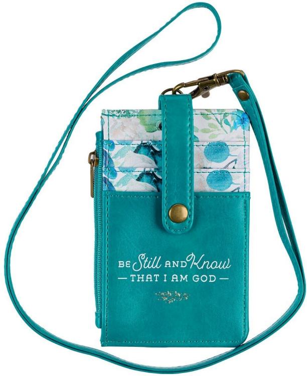 1220000321212 Women's Slim Zipper ID Badge Card Holder: Be Still & Know - Psalm 46:10 Inspirat