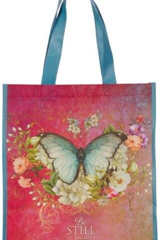 1220000322103 Floral Butterfly Reusable Multicolor Shopping Tote Bag for Women: Be Still - Psa