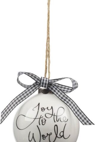 1220000371040 With Love Black & White Joy to the World Ball Ornament & Festive Holiday Home Ac