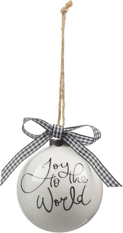 1220000371040 With Love Black & White Joy to the World Ball Ornament & Festive Holiday Home Ac