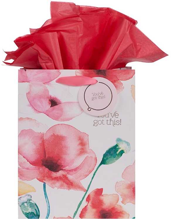 1230000109420 Heartfelt Gift Bag Set w/Tissue Paper You've Got This Floral Design