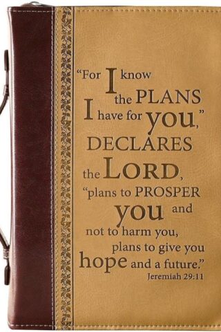 6006937082335 Tan Faux Leather Bible Cover for Men and Women  I Know The Plans - Jeremiah 29:1