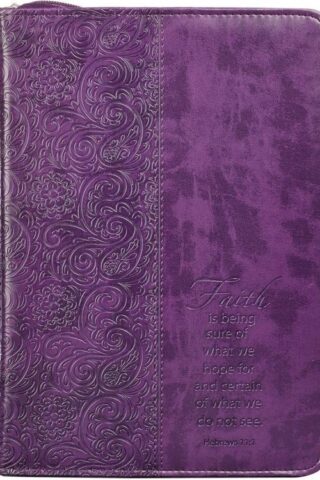 6006937096783 Purple Faux Leather Bible Cover for Women  Faith Purple Paisley- Hebrews 11:1  Z