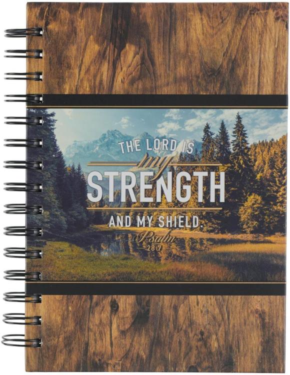 9781639520619 Journal w/Scripture for Men Lord is My Strength Psalm 28:7 Bible Verse Scenic Wo