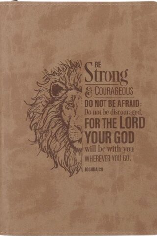 9798896780823 Be Strong And Courageous Lion Tan Journal With Zipper Closure Joshua 1:9