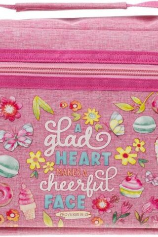 6006937178885 Premium Fashion Polyester Bible Cover for Girls: A Glad Heart Makes A Cheerful F