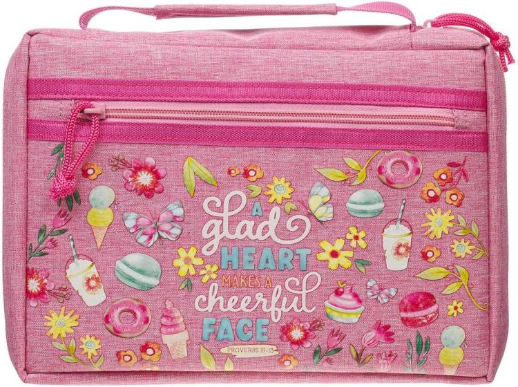 6006937178885 Premium Fashion Polyester Bible Cover for Girls: A Glad Heart Makes A Cheerful F